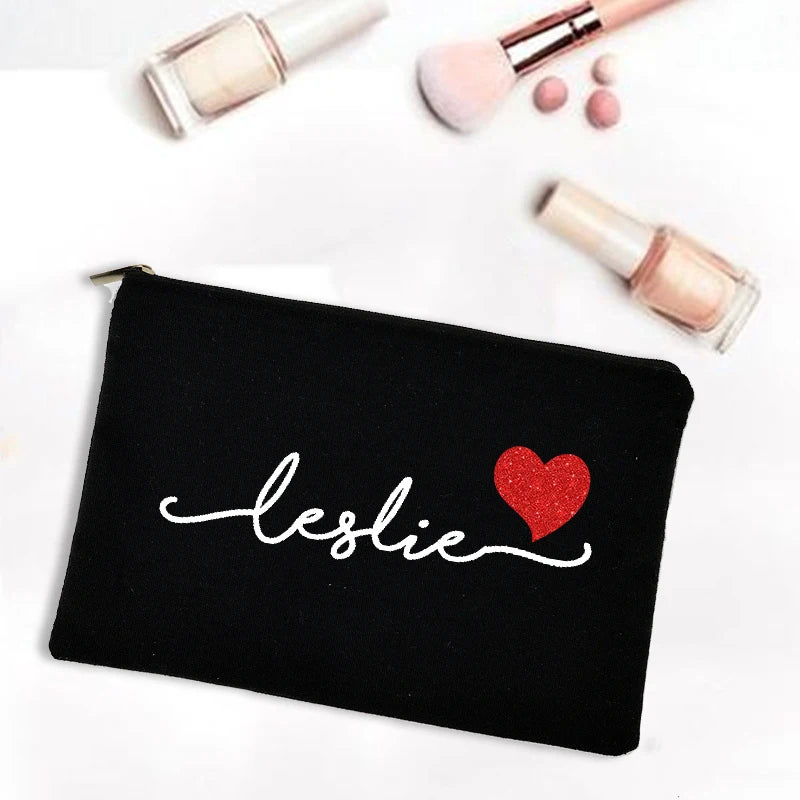 Personalized Makeup Bag Bridesmaid Maid of Honor Holiday Wedding Bachelorette Party Gifts Canvas Monogram Cosmetic Zipper Pouch
