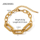Stainless Steel Bread Texture Chain Splicing Waterproof Bracelet 18K Gold PVD Plated Fashion Jewelry Gift New