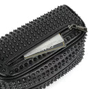 Rivets Clutch PU Leather Purses for Women Fashion Multi-Pocket Handbag Zipper Wallet Party Black