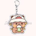 Llavero con diseño de Bubu Dudu, pareja de enamorados, oso panda, accesorios para bolso, colgante, joyería, regalos para amantes.