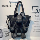 Women's shoulder casual large handbag mesh fabric cowhide large capacity commuting bag crossbody large doll bag For Women ladies