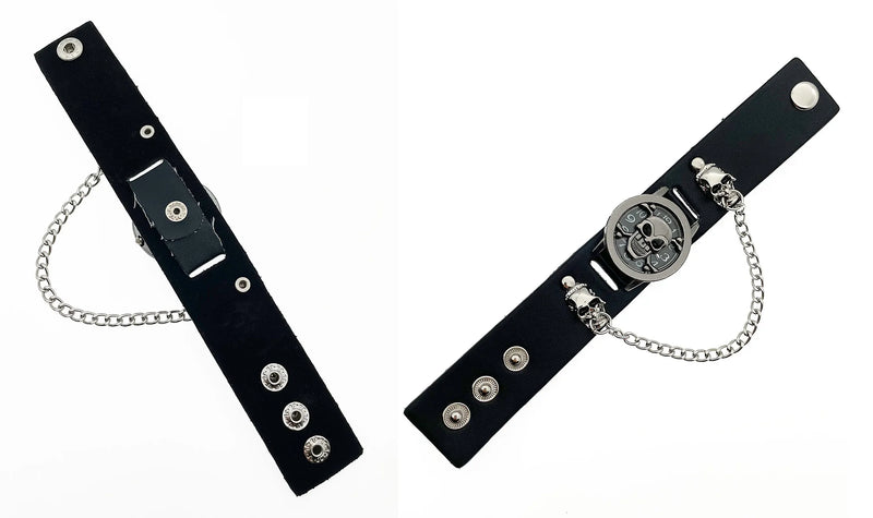Classic Flip Design Punk Skull Men's Wrist Watch Stainless Skull Chain Elements Cool Fashion for Cosplay Lovers Watches