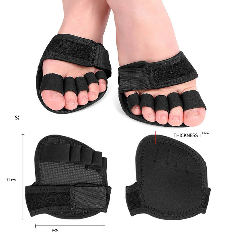1 Pair Adjustable 5 Finger Half Palm Forefoot Cushion Thumb Toe Eversion Overlapping Hammer Shaped Toe Splitter Foot Care Tools
