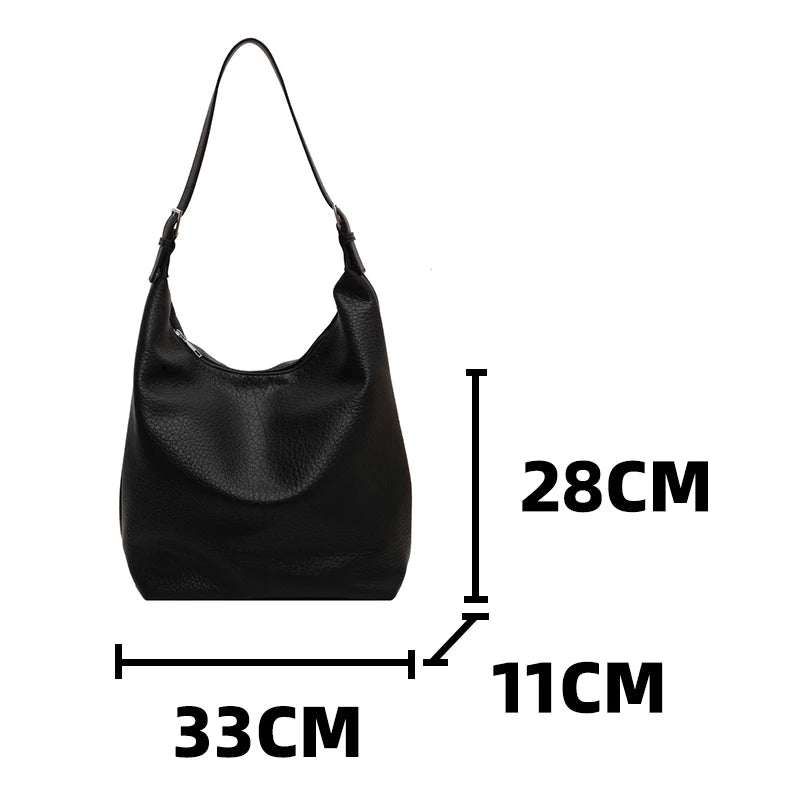 Women's Armpit Hobos Shoulder Bag Black Stylish Female Large Pu Leather Commuter Bags Quality Aesthetic Ladies Original Handbag