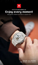 OLEVS 9805 High end Men Watches  Waterproof Moon Phase Diamond Dial Fashion Luxury Mechanical Watch Skeleton Original Wristwatch