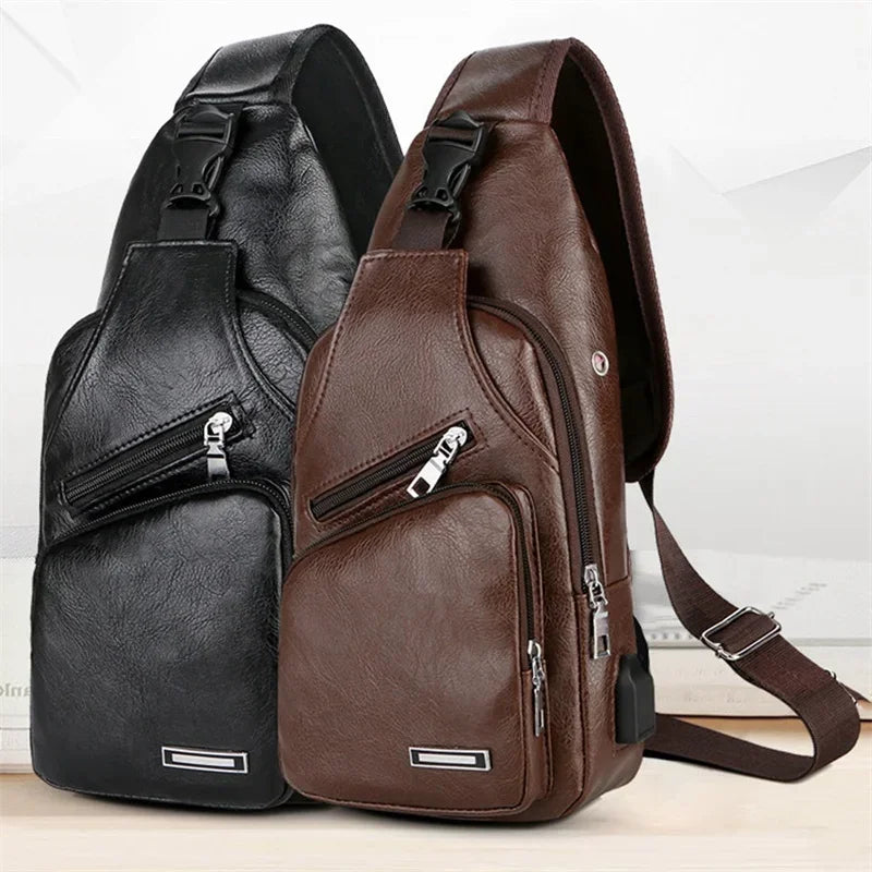 Men's Crossbody Bags Men's USB Chest Bag Designer Messenger Bag Leather Shoulder Bags Diagonal Package 2023 New Back Pack Travel