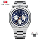 MINI FOCUS 0601 Multifunctional Unique design Quartz Watch for Men Calendar Luminous Stainless Steel Strap Bull Head Mens Watch