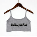 SUBMISSIVE Sexy Letters Print Women's Sexy Elastic Cotton Camis Sleeveless Short Sexy Crop Top Summer Tank Top Bar Women