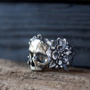 Gothic Mexican Flower Sugar Skull Rings Women Stainless Steel Punk Flowers Ring Jewelry Couple Decorations Party Gifts Wholesale