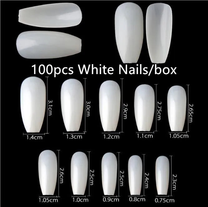 Fake Nails 100PCS Claw Shape Full Cover Wearable DisassemblyGlossy Pure White Red Orange Natural False Nails Tips