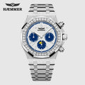 HAEMMER high-end design multifunctional men's watch stainless steel silver diamond face fashionable men's watch waterproof 30ATM
