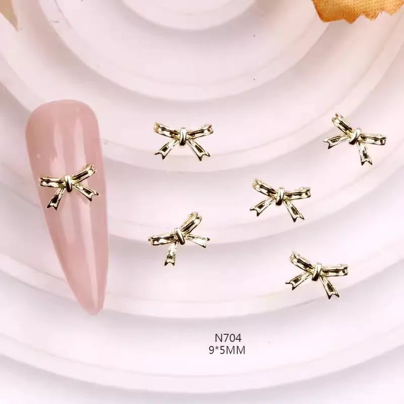 TSZS 10pcs Luxury Kawaii Bow Nail Art Charms 3D Japanese Alloy Bow Tie Jewelry Nail Rhinestone Decoration DIY Access
