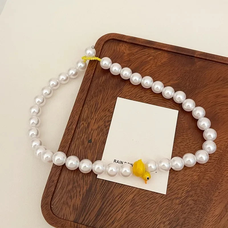 2022 Bohemian Simple Retro Little Yellow Duck Seven Star Ladybug Pearl Necklace Colorful Beaded Women Girls Party Jewelry