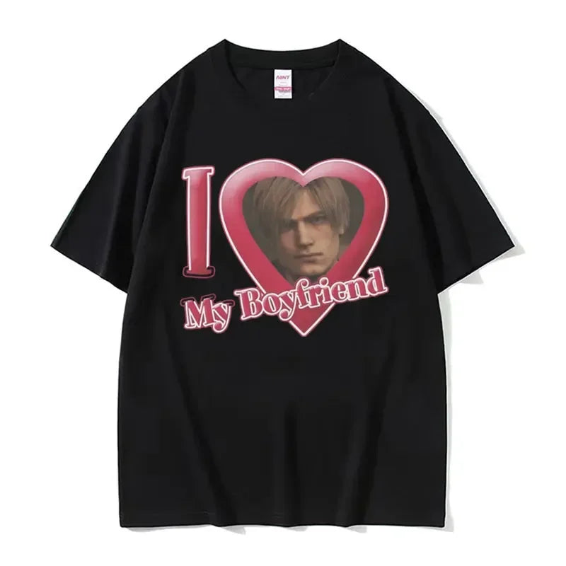 I Love My Boyfriend Leon S Kennedy Graphic T-shirt Women's Harajuku Cool Fashion T-shirt Women's Extra Large T-shirt