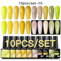 Mtssii 10PCS Reflective Gel Nail Polish Set Fluorescent Glitter Semi Permanent Hybrid Gel Varnish Soak Off UV Lamp For Manicure