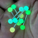 6Pcs Glow in Dark Tongue Rings Barbell Stud Sexy Acrylic Luminous Tongue Piercings Jewelry for Women Men 14G Stainless Steel Bar