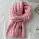 Pure Color Twist Knit Wool Blends Scarf Autumn Winter Lady Men Neckerchief Lovers Student Soft Warm Pashmina Shawl Muffler