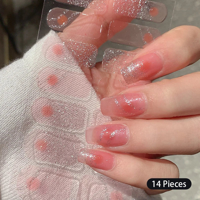 New 16 Strips Autumn Nail Stickers Full Cover Nail Patch Leopard Print 3D Nail Stickers Nail Polish Strips DIY Nail Art Making