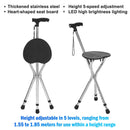 Telescopic Crutch Chair, Three-Legged Walking Stick, Folding Cane Stool, Multi-Functional Elderly Aid With Stability