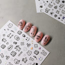 Laser Silver 3D Kawaii Cute Cat Nail Stickers Holographic Cartoon Puppy Dog Graffiti Design Sliders Decals Manicure Decoration