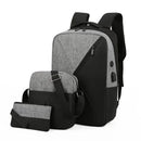 3pcs Versatile Backpack Trendy Washable Computer Bag Black Grey Blue Red School Business Backpack Unisex