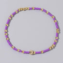 1pc Beach Vocation Themed Mixed Color Design 18K Gold Plated Copper & Bead Bracelet Cute & Luck For Festival Jewelry Gift