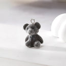6pcs 3D Big Small Flocked Bear Resin Charms Cute Aniaml Doll Bear Pendant For Earring Keychains Diy Jewelry Make