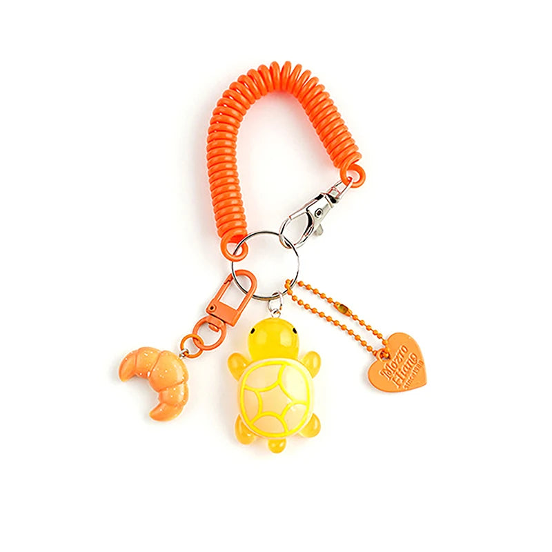 Creative Candy Color Flower Heart Pendant Keychain Cute Small Flower Key Ring Bag Pendant Accessories Luminous Turtle Pendant