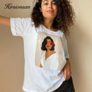 Hirsionsan Aesthetic Figures T Shirts for Women Summer Simple Soft Cotton Basic Tops Female Oversized Korean Short Sleeve Tees