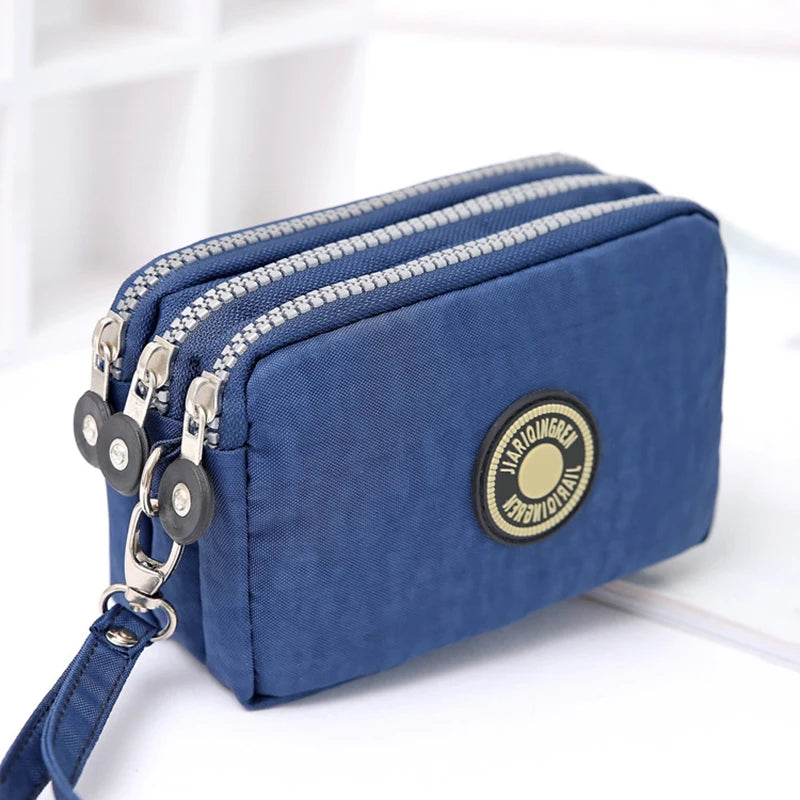 Thickened Three-layer Long Zipper Pocket Purse Women's Handbag Wrist Mobile Phone Bag Cute Washable Cloth Bags