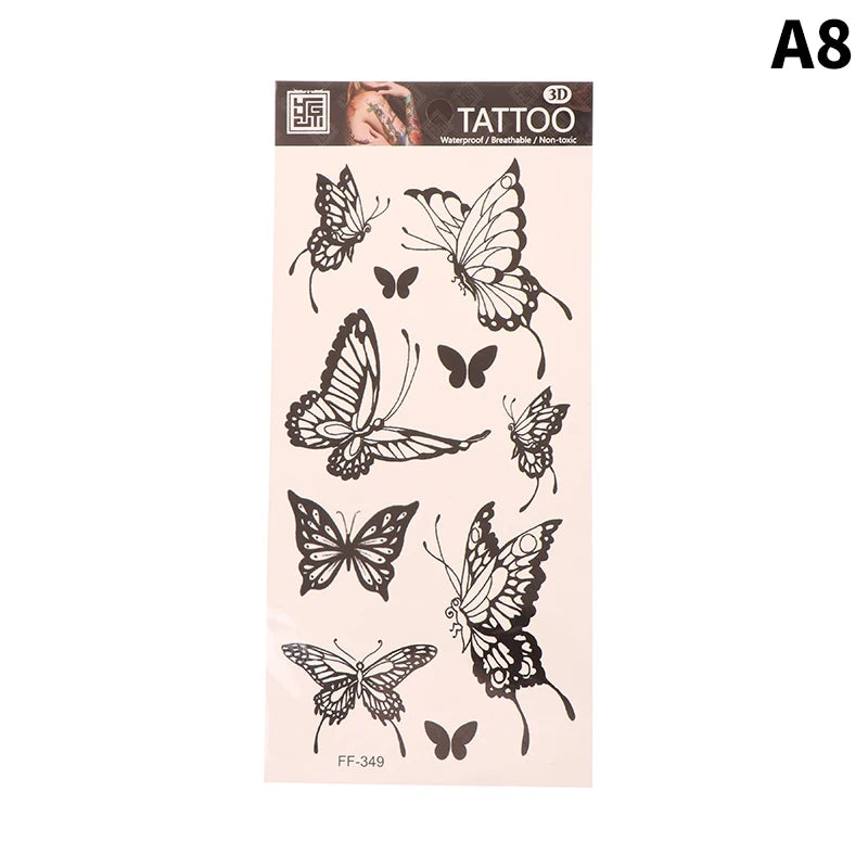 1Sheet Waterproof Temporary Tattoo Sticker 3D Butterfly Theme Fake Tattoo for Women Body Leg Arm Art