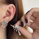 Lava Waterdrop Inlaid Square Zircon Stud Earrings Personality Creativity Irregular Silver Color Ear Wedding Jewelry Gift