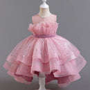 Lace Mesh Sleeveless Party Dress for Kids Girl Fashion Solid Color Girls Party Dresses Summer Evening Dresses 3-12 Years