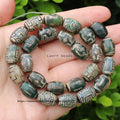 8pcs ,10x14mm Natural Green Agate Ancient Tibet Dzi beads, Many patterns, For DIY Jewelry making !