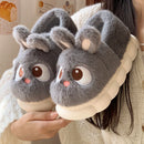 Cute Rabbit 2024 Women's Home Slippers Flat Heel New Women's Slippers Round Toe Casual Winter Warmth Daily Life Plaid Casual Autumn and Winter Shoes Fur Slippers Couple Slippers