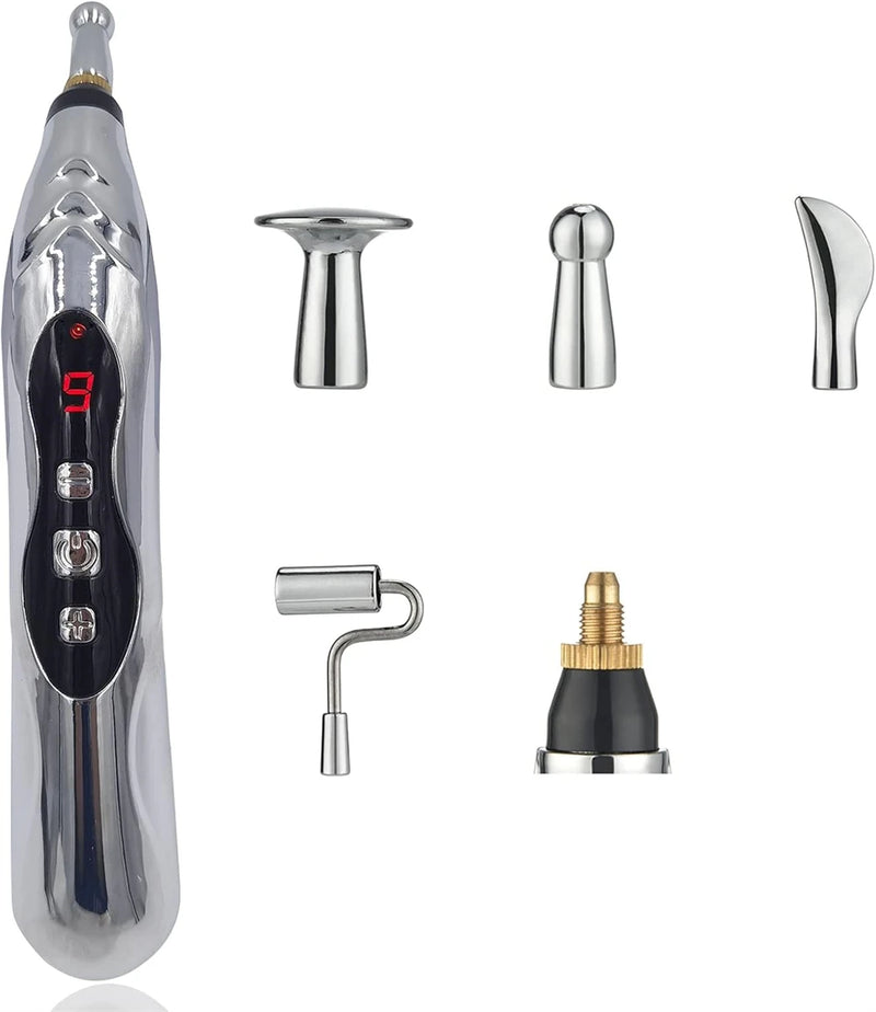 Electric Acupuncture Pen Body Muscle Massager 5 In 1 EMS Acupressure Pen Microcurrent Gua Sha Back Scraper Neck Foot Relaxation