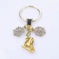 Punk Rainbow Figure Skating Snowflake Keychain for Jewelry Accessories Metal Keyrings Bag Car Key Alloy Pendant Trendy Trinket