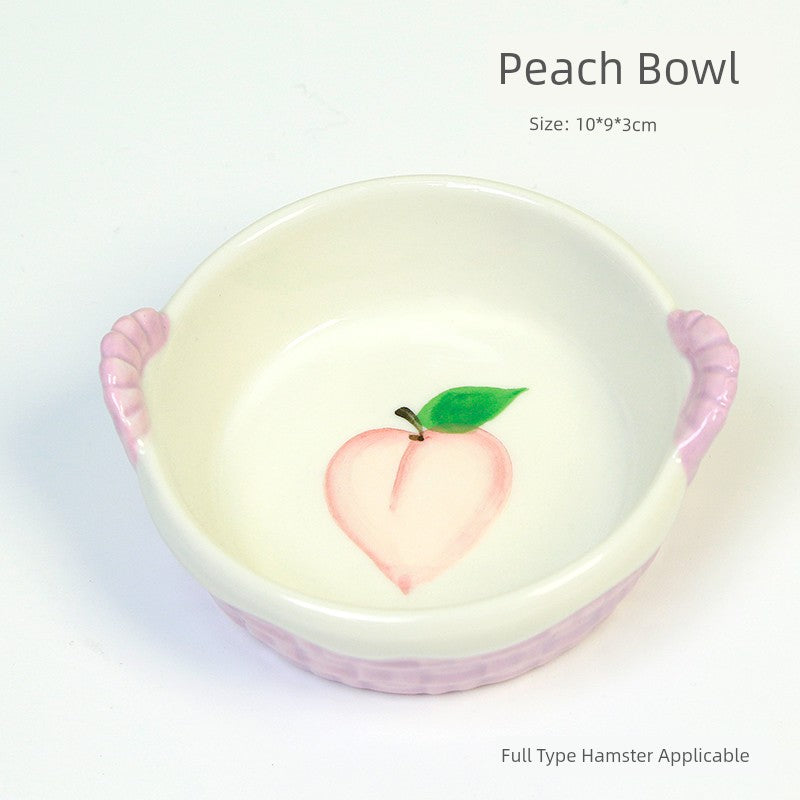 Little Hamster Food Basin Ceramic Rice Bowl Flower and Mouse Djungarian Hamster Special Daily Necessities Cage Toy Set Food Bowl