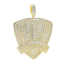 New Iced Out Bling CZ Letter Cross Pendant Necklace Various Design 5A Zircon Two Tone Color Badge Charm Men's Hip Hop Jewelry