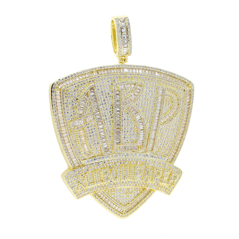 New Iced Out Bling CZ Letter Cross Pendant Necklace Various Design 5A Zircon Two Tone Color Badge Charm Men's Hip Hop Jewelry