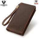 HUMERPAUL Men Wallets Genuine Leather Male Long Clutch with Phone Pocket RFID Blocking Cards Holder Large Capacity Storage Bags