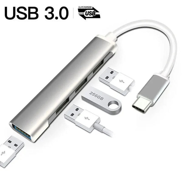 4 Ports USB Hub 3.0 Extender Type C to USB 3.0 Splitter for PC Laptops Accessories OTG Multi Docking Station for Macbook Air Pro