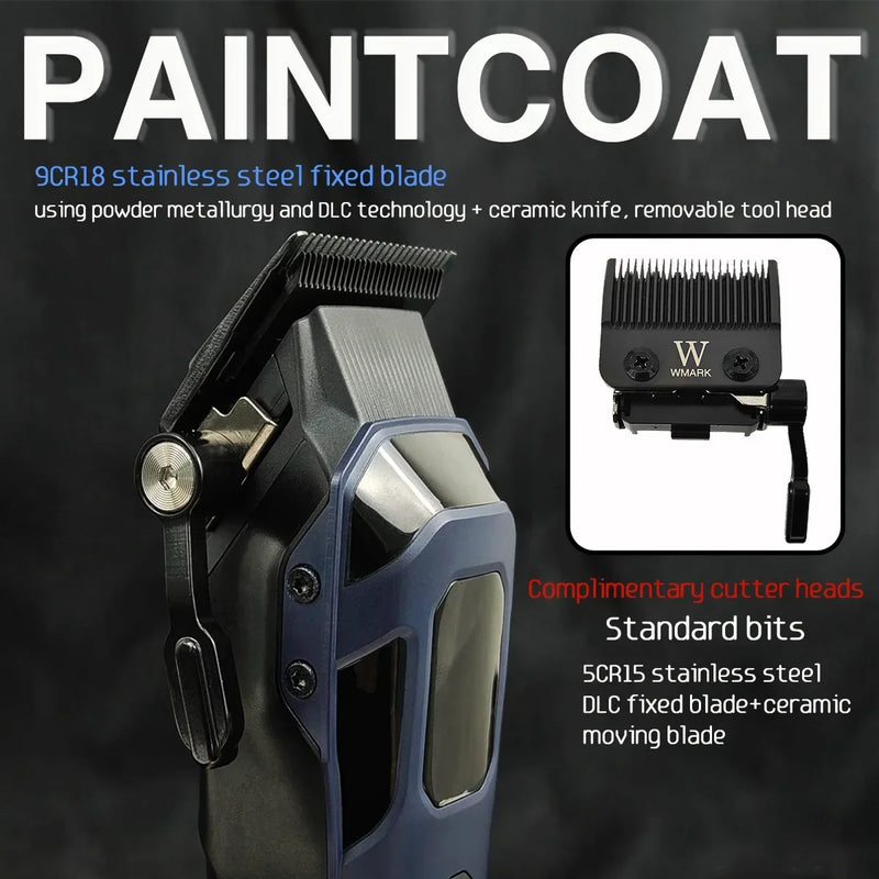 WMARK NG-8080 BK-BL1T Professional Hair Clipper Trimmer 9000/7800RPM DLC Blade LED Display Men's Haircut Machine With Base