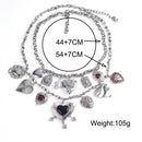 2025 New Vintage Punk Charm Hearts Necklaces Pendants Women Indian Statement Retro Metal Chain Links Necklace Jewelry