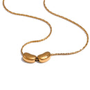 Yhpup 316L Stainless Steel Casting Metal Golden Bean Removable Pendant Necklace PVD Waterproof Office Lady Daily Jewelry Gift