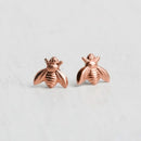 Huitan Dainty Bee Stud Earrings for Women 4 Metal Colors Simple Stylish Girls Ear Piercing Earrings Fancy Gift Statement Jewelry