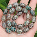 8pcs ,10x14mm Natural Green Agate Ancient Tibet Dzi beads, Many patterns, For DIY Jewelry making !