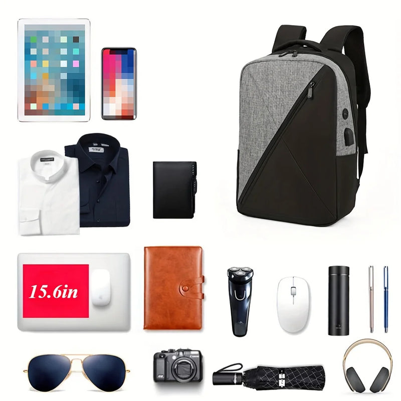 3pcs Versatile Backpack Trendy Washable Computer Bag Black Grey Blue Red School Business Backpack Unisex