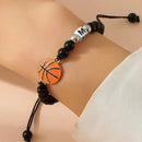 ZIRUISP New Basketball  Black Shiny Beads Bracelets For Men And Women With 26 Name Initials A-Z  Jewelry Gifts