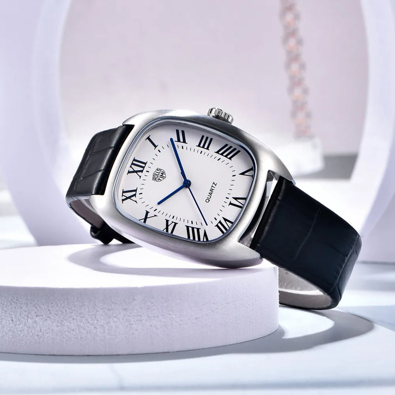 Rolls Timi New Brand Square Dial Quartz Men's watches 50M Waterproof Business Genuine Leather Man watch Japan VH31 Luxury Watch